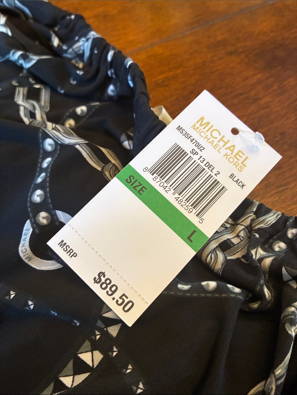 MICHAEL Michael Kors Black Long-Sleeve Top with Chain Print - Picture 4 of 4